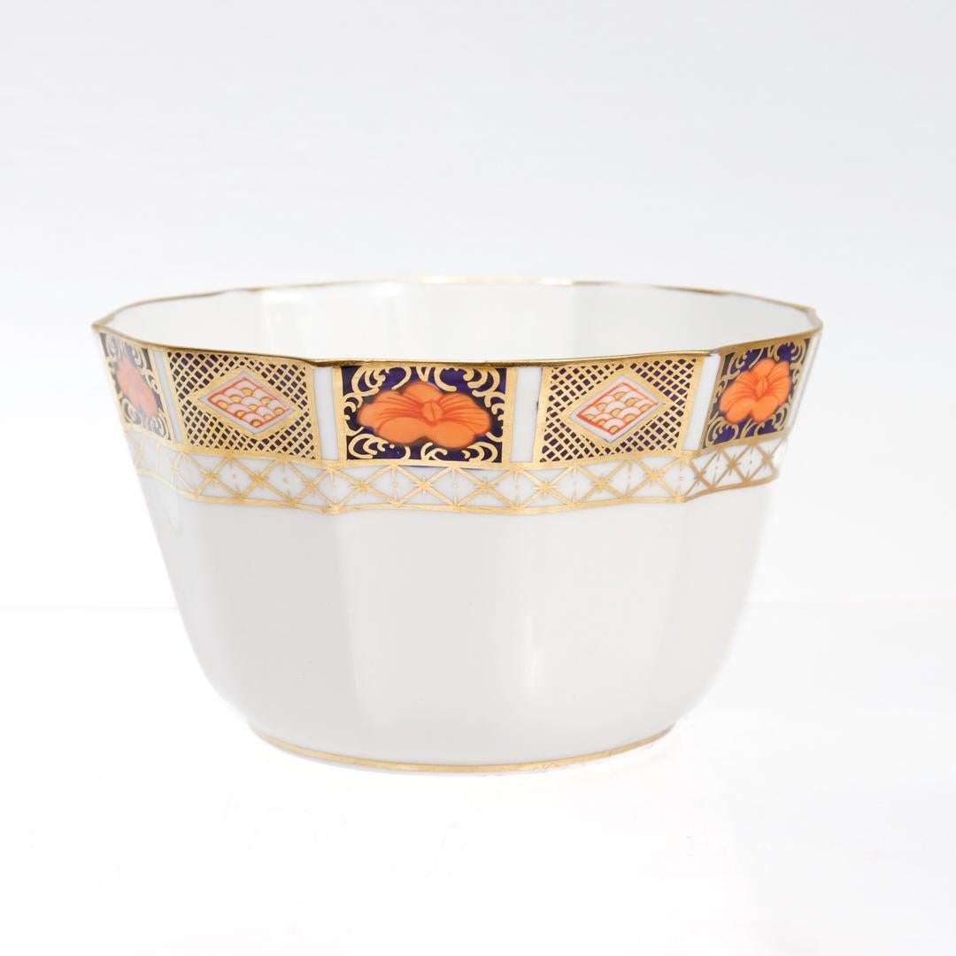 Gilt Royal Crown Derby Porcelain Border Imari Pattern No. 8450 Cranberry Bowl For Sale