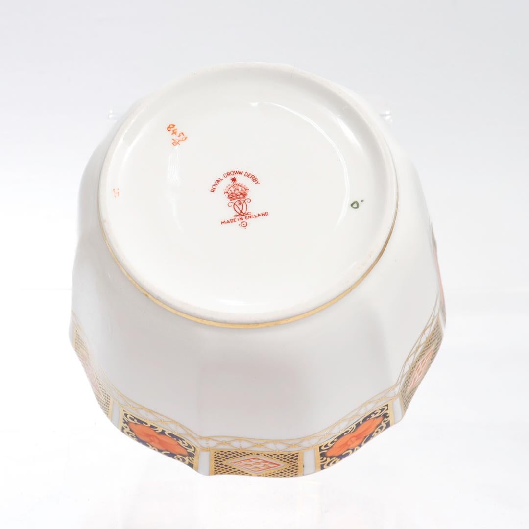 Royal Crown Derby Porcelain Border Imari Pattern No. 8450 Cranberry Bowl In Good Condition For Sale In Philadelphia, PA