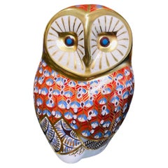 Pisapapeles de porcelana Royal Crown Derby Porcelain Figurita de búho estilo Imari