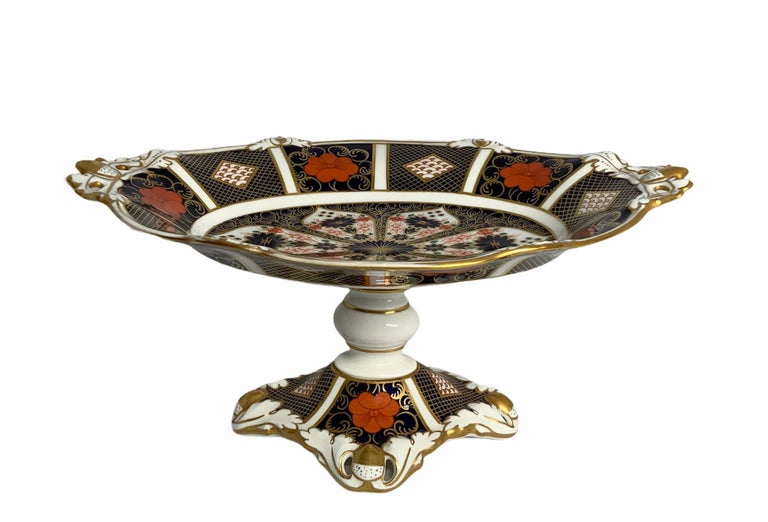 English Royal Crown Derby Porcelain Imari Style Pedestal Compote For Sale