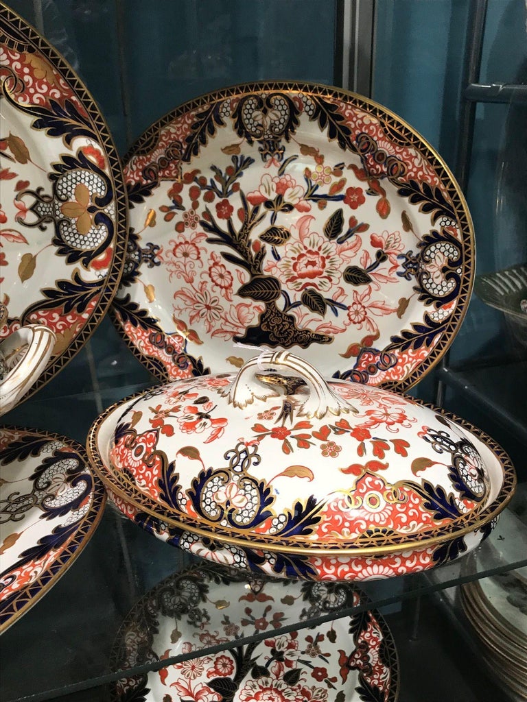 Royal Crown Derby Porcelain Kings Pattern Large Dinner Service For Sale