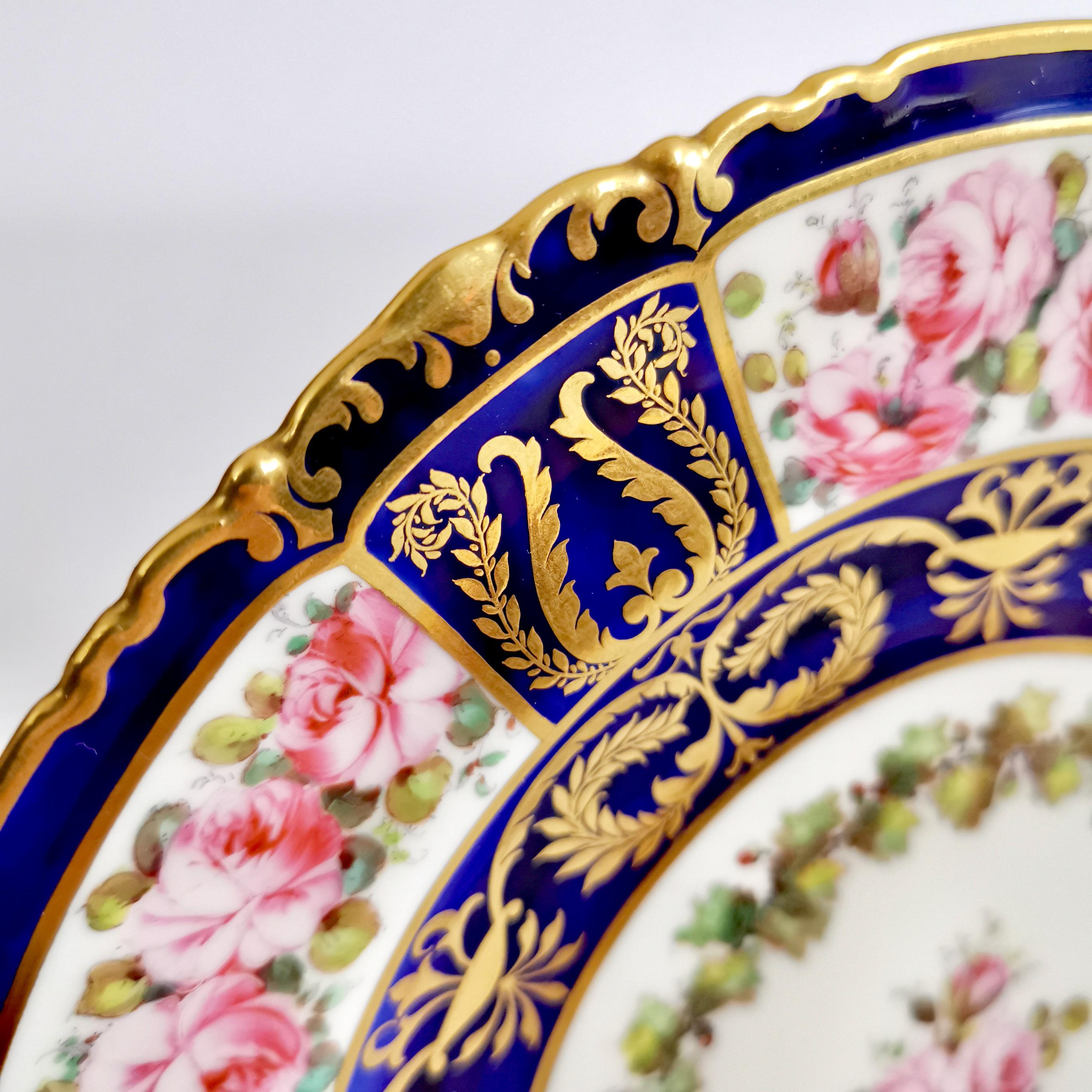 Royal Crown Derby Porcelain Plate, Pink Roses by A. Gregory, Victorian, 1899 1