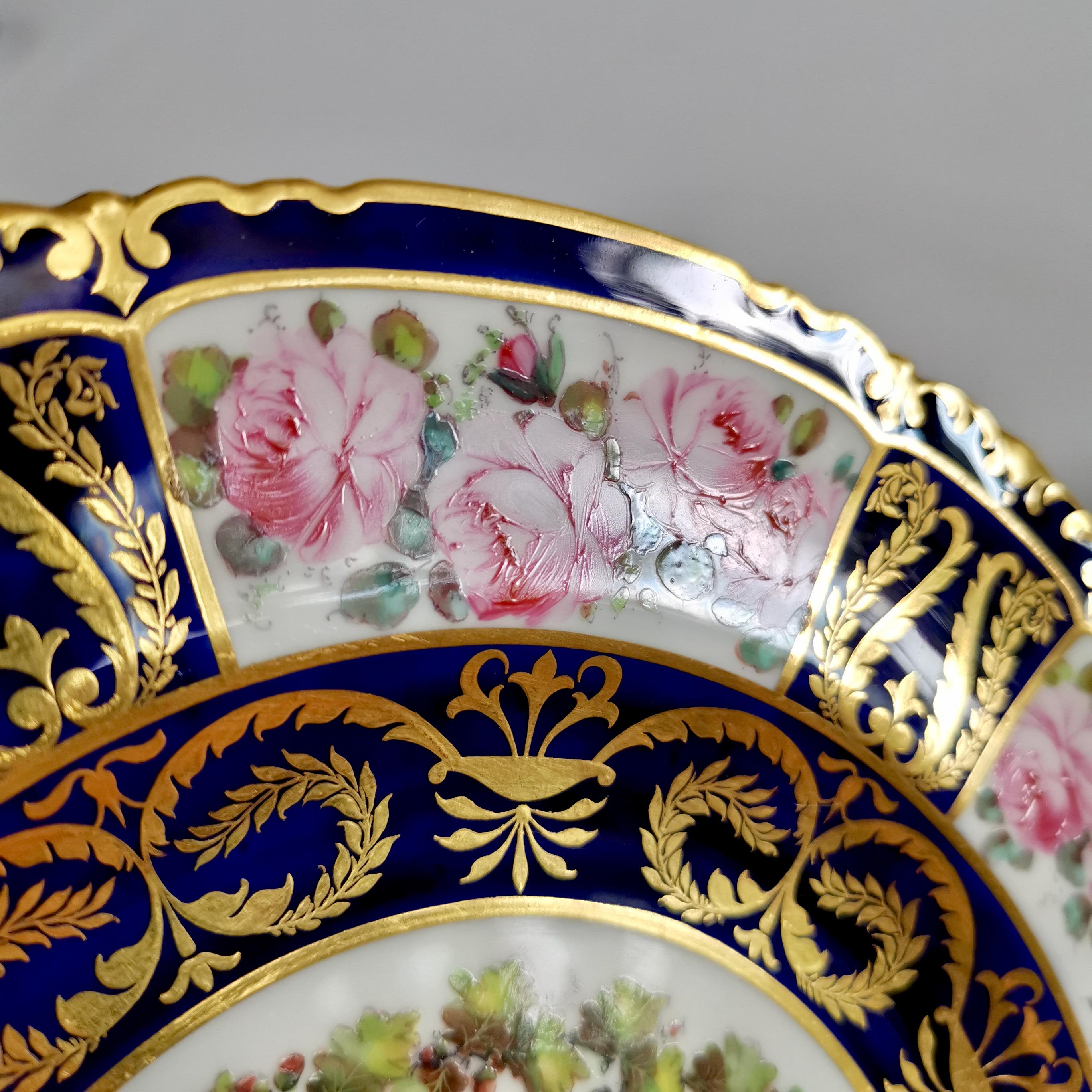 Royal Crown Derby Porcelain Plate, Pink Roses by A. Gregory, Victorian, 1899 3