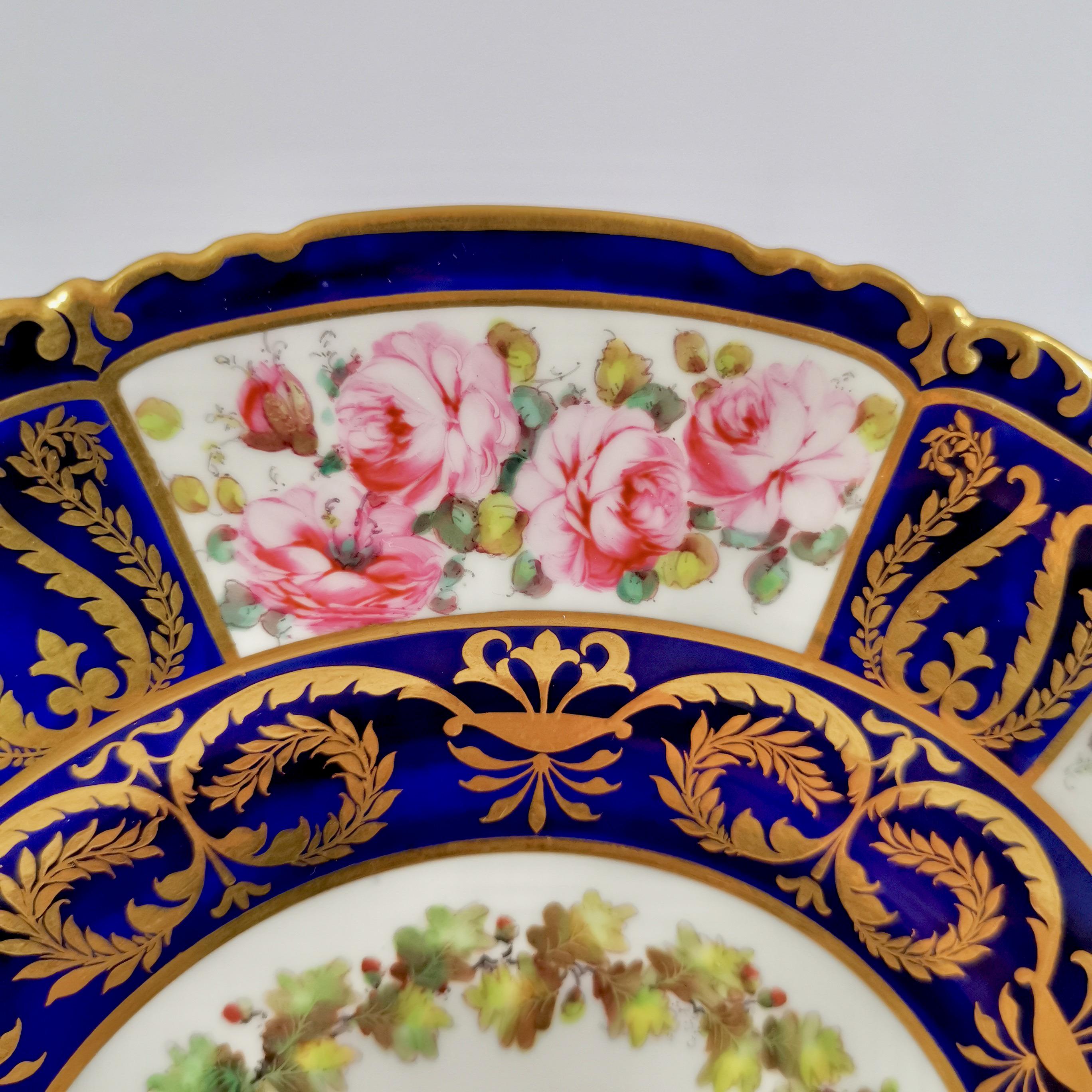 Royal Crown Derby Porcelain Plate, Pink Roses by A. Gregory, Victorian, 1899 In Good Condition In London, GB