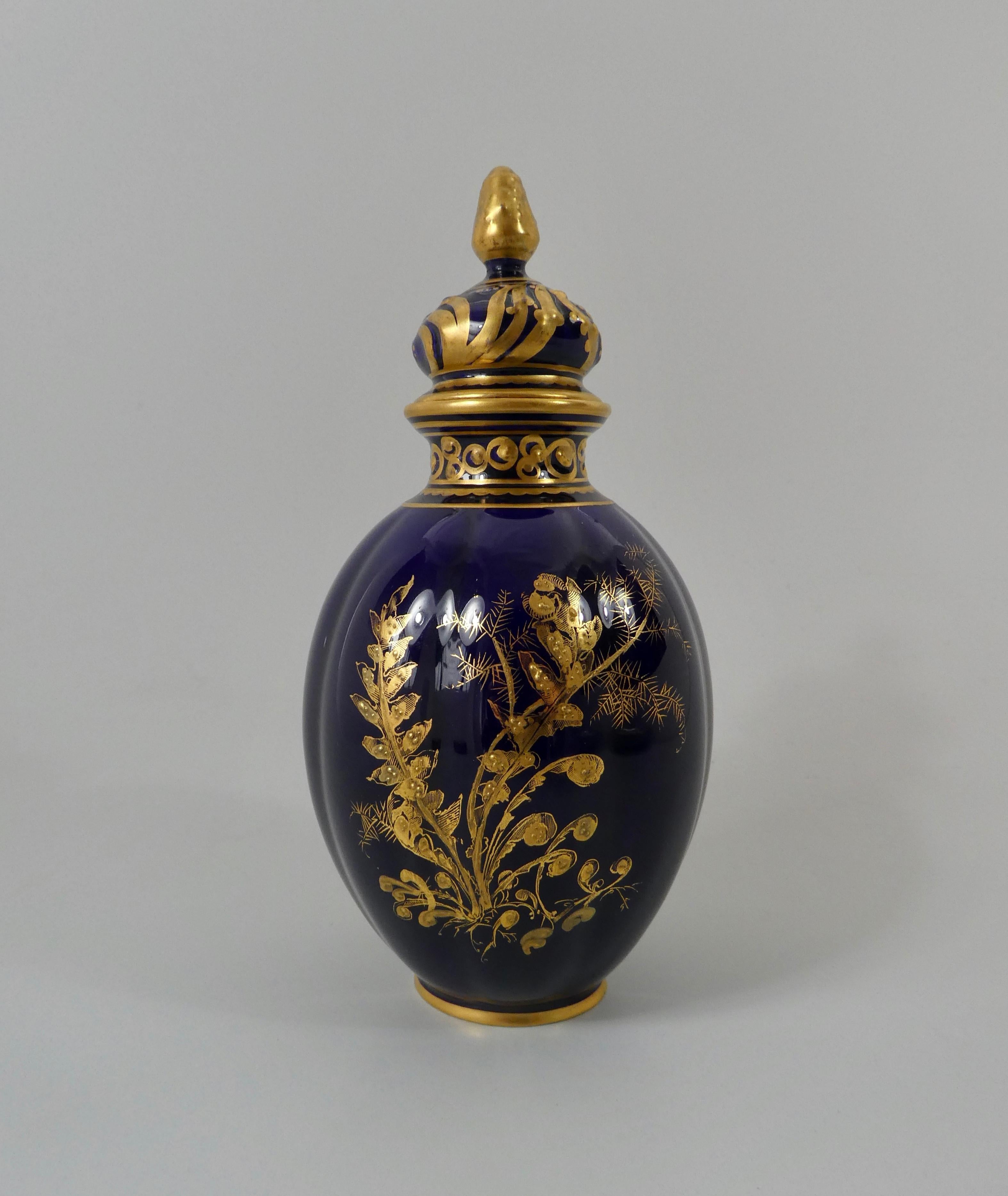 Fired Royal Crown Derby Porcelain Vase and Cover, Dated 1909