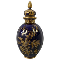 Antique Royal Crown Derby Porcelain Vase and Cover, Dated 1909