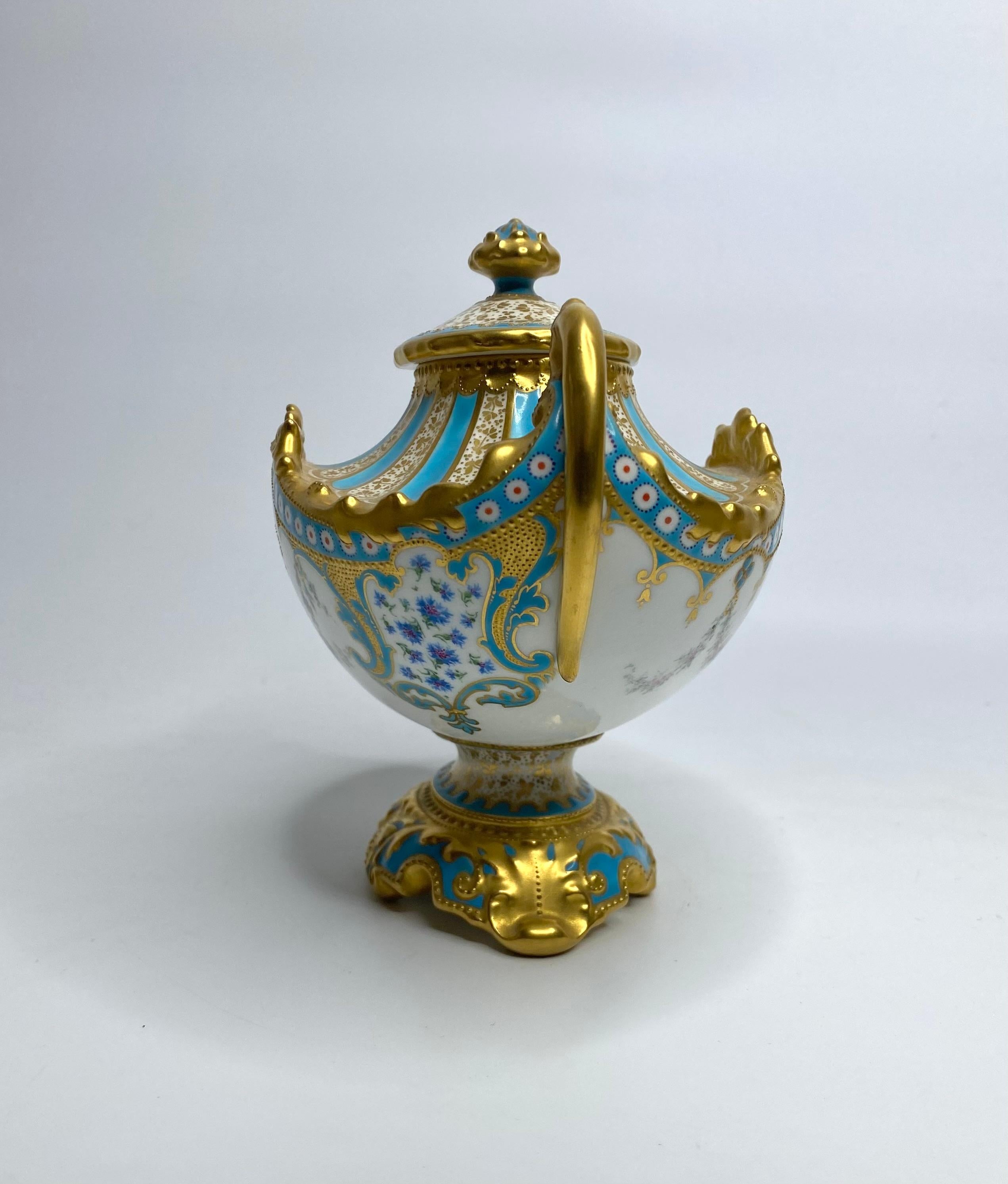 Royal Crown Derby porcelain vase and cover. Desire Leroy, d. 1897. For Sale 4