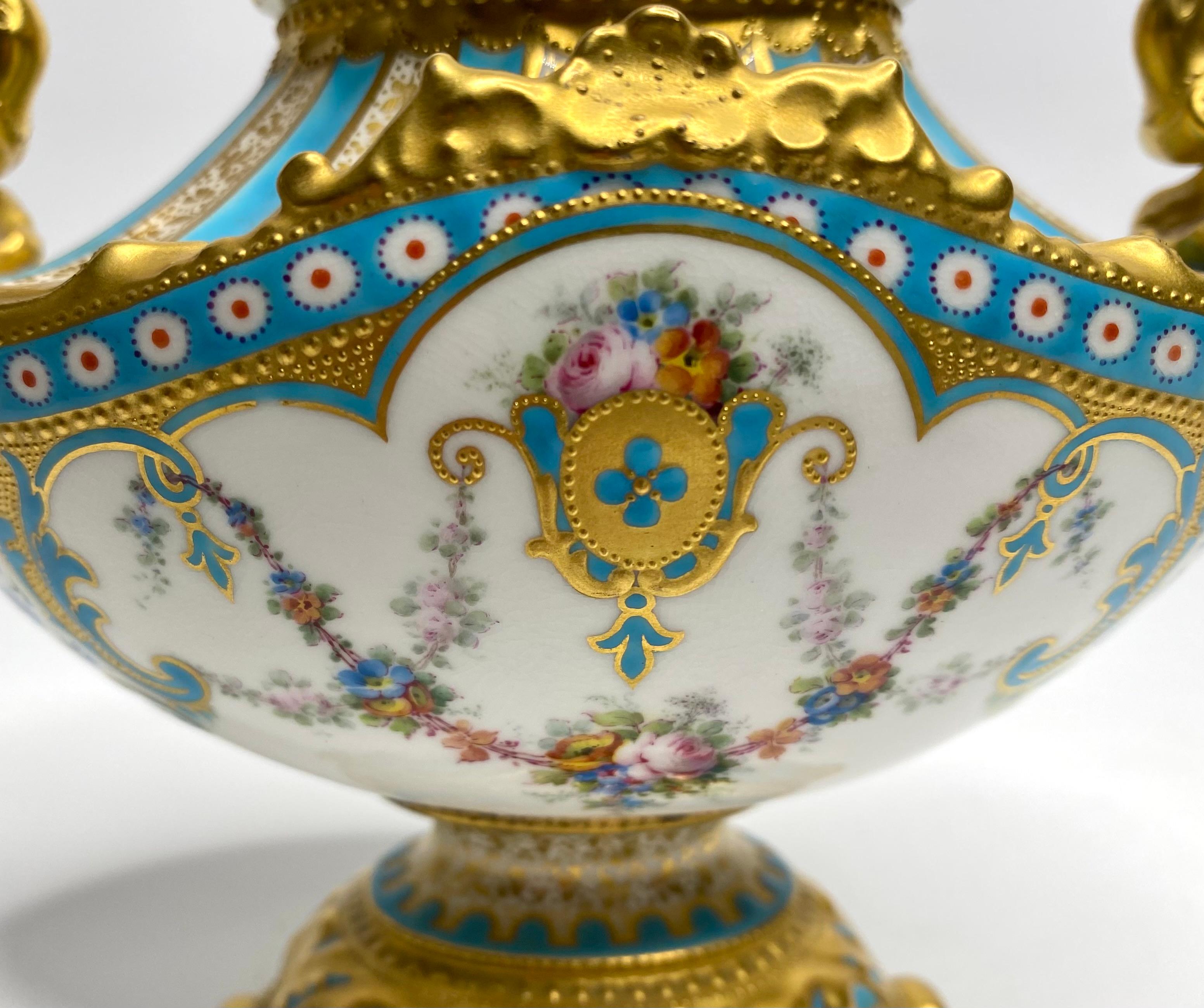 Fired Royal Crown Derby porcelain vase and cover. Desire Leroy, d. 1897. For Sale