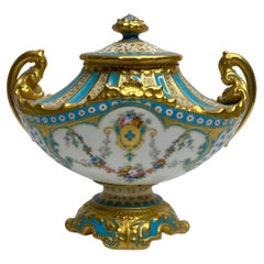 Antique Royal Crown Derby porcelain vase and cover. Desire Leroy, d. 1897.