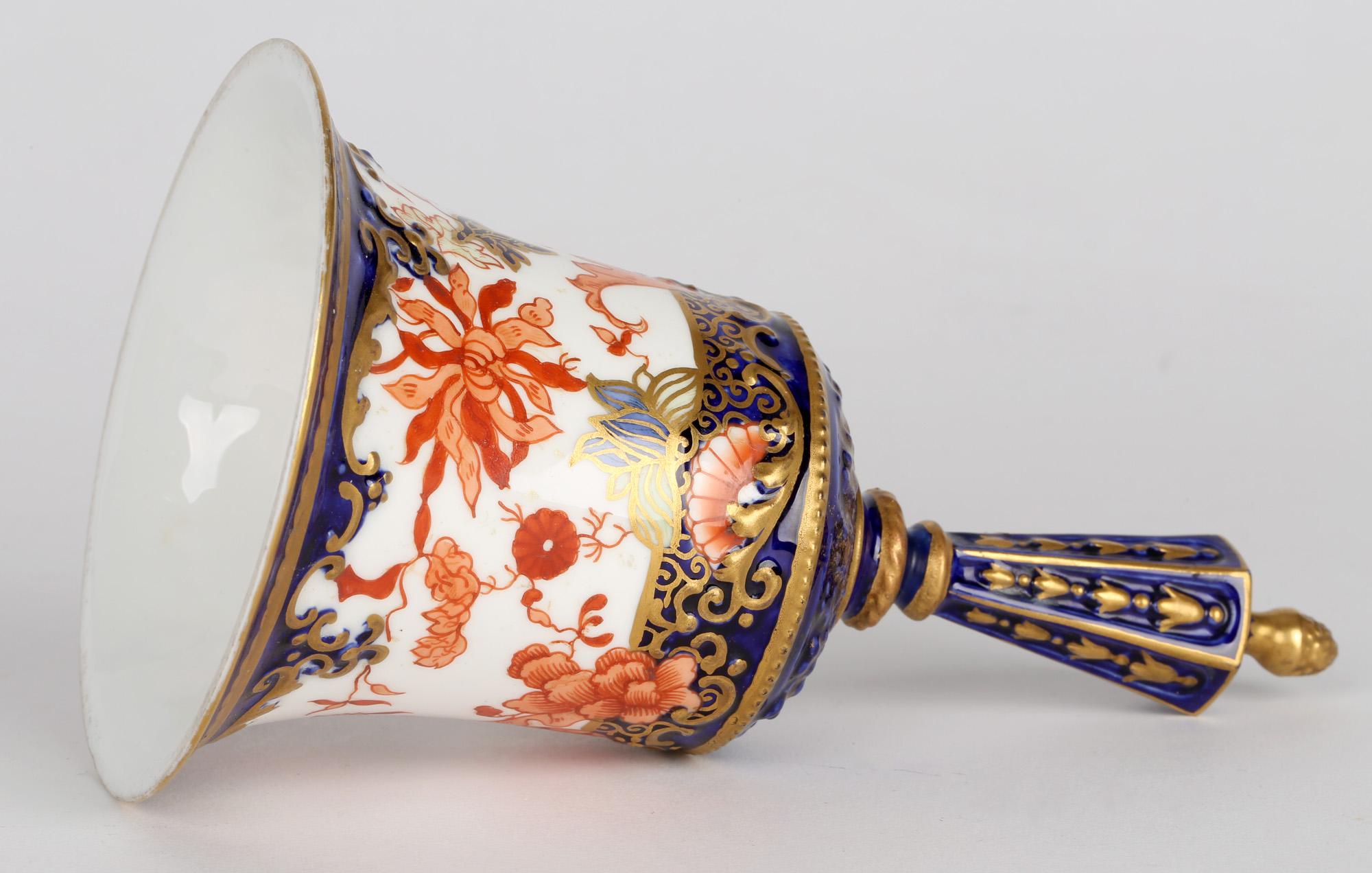 Art nouveau Rare cloche ancienne en porcelaine Imari à motif Royal Crown Derby