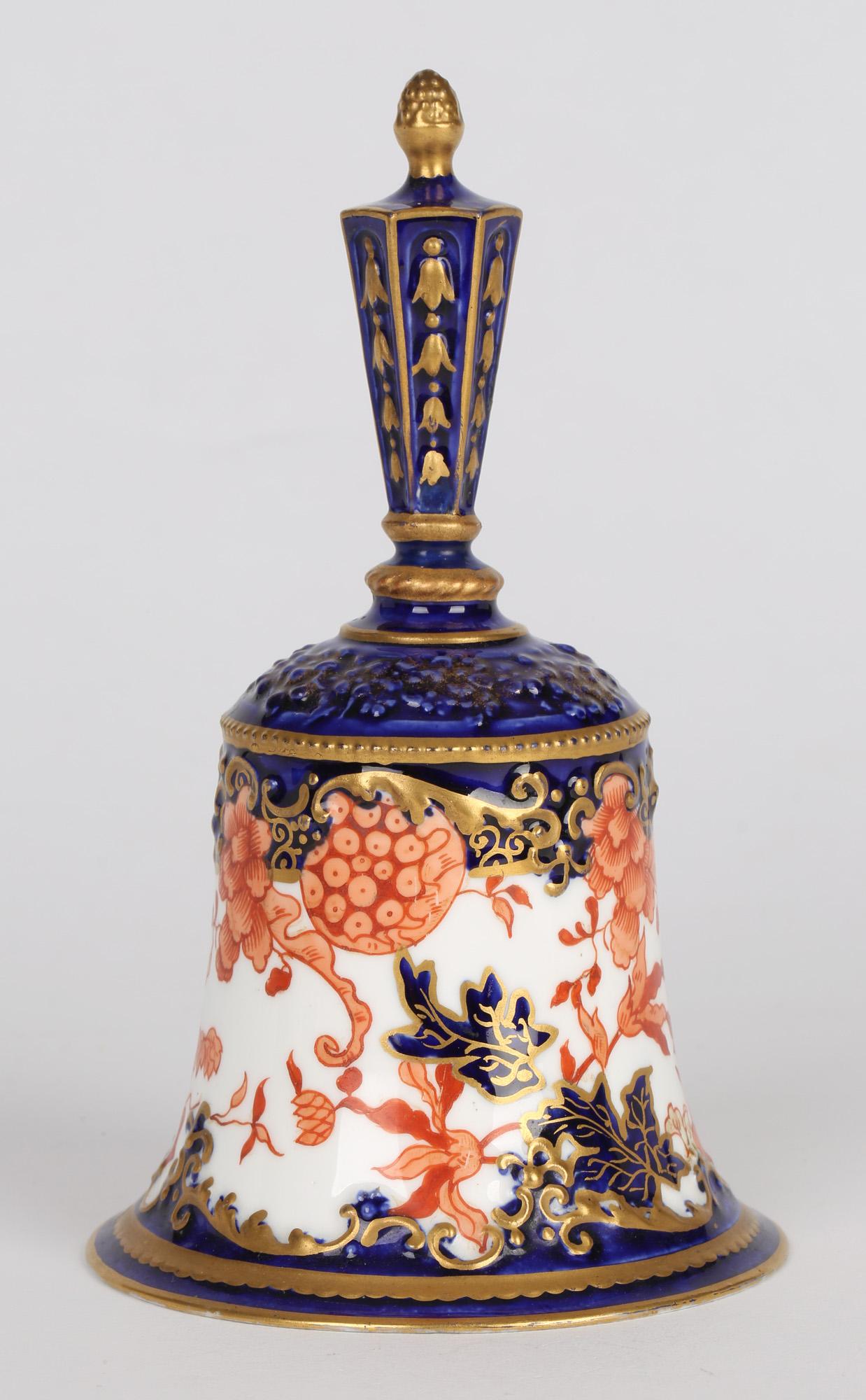 Art Nouveau Royal Crown Derby Rare Antique Imari Pattern Porcelain Bell