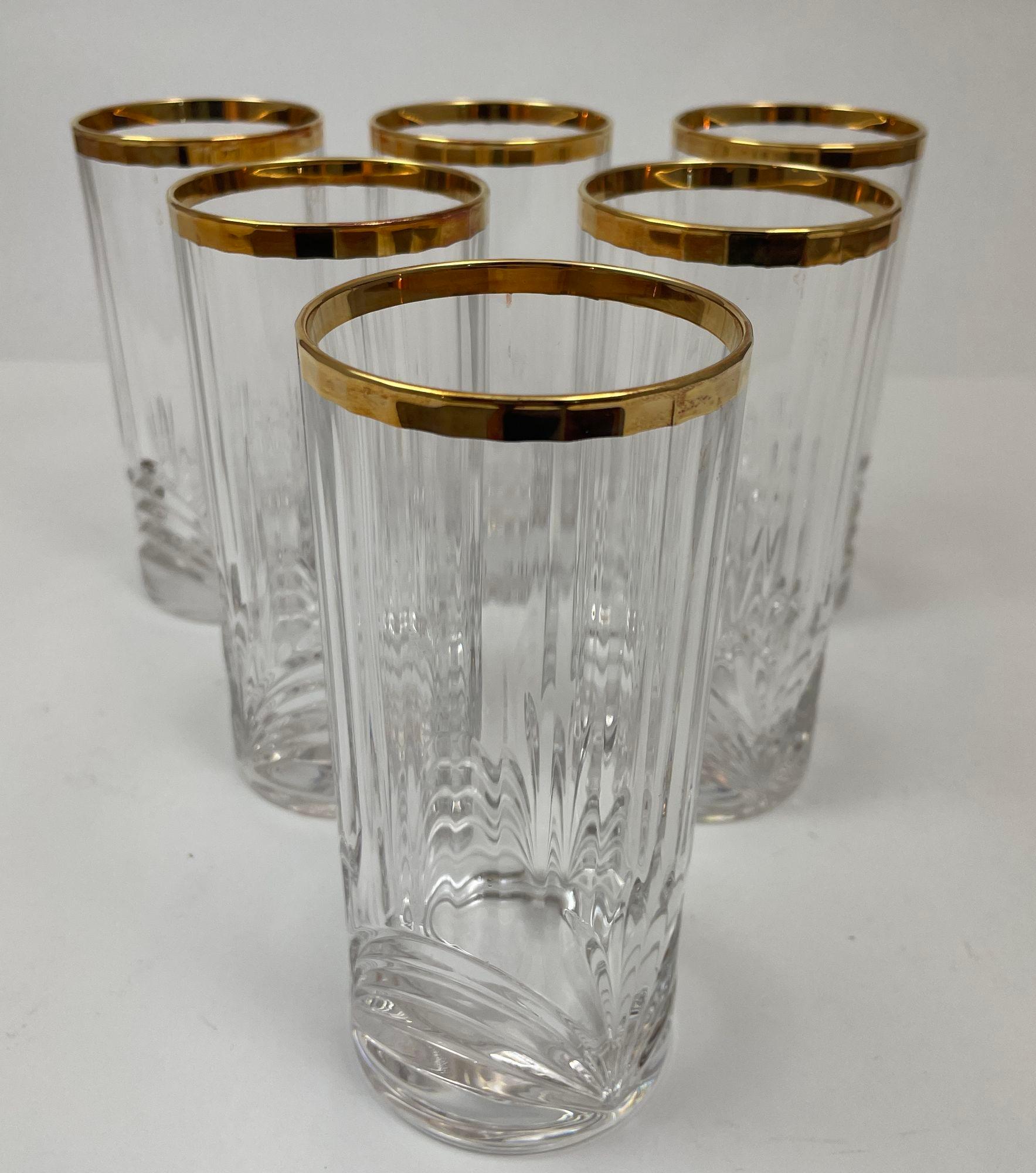Royal Crystal Rock Aurea Tumbler Highball Glasses in Box Vintage Set of 6 in vendita 6