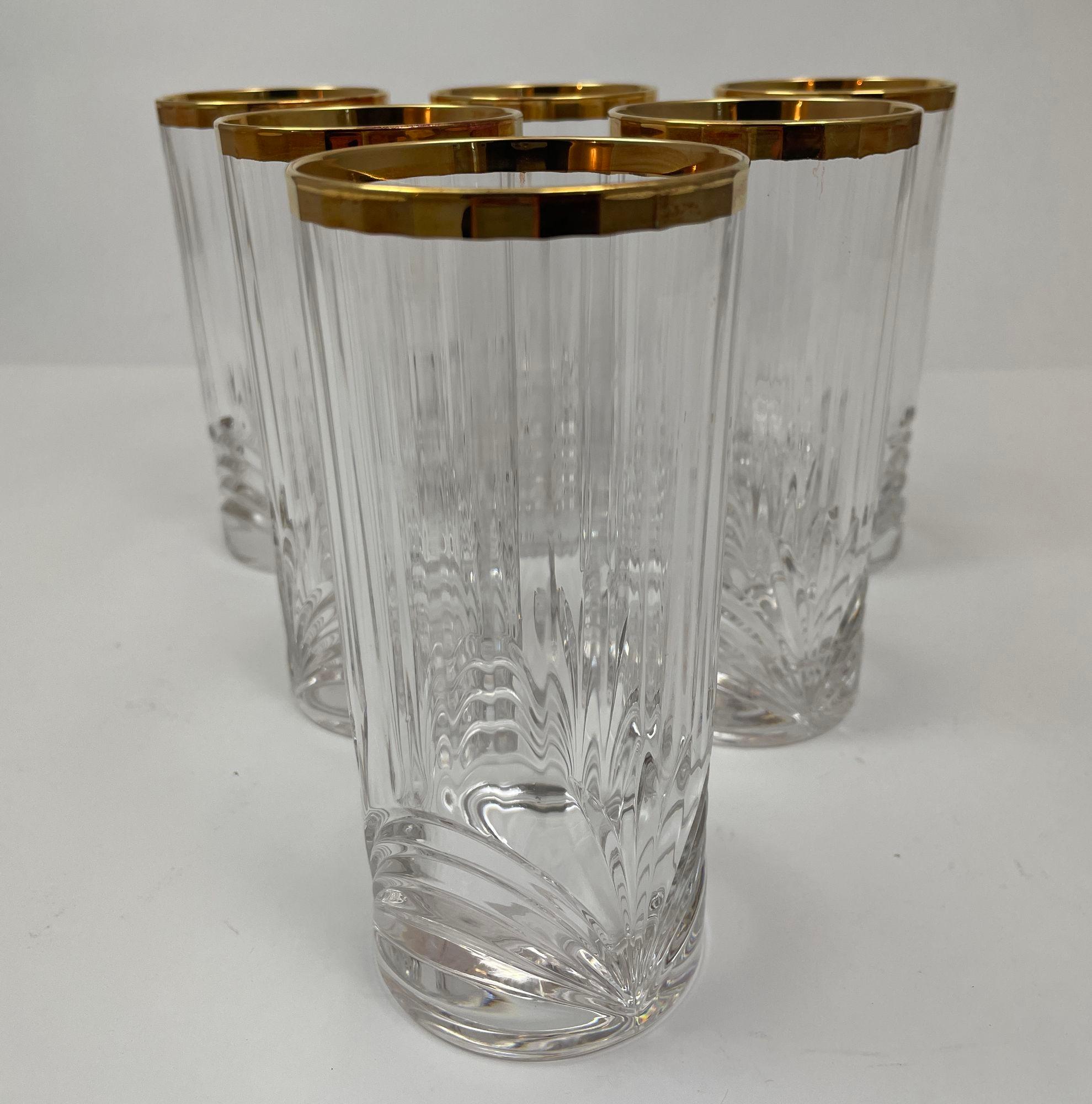 Royal Crystal Rock Aurea Tumbler Highball Glasses in Box Vintage Set of 6 For Sale 6