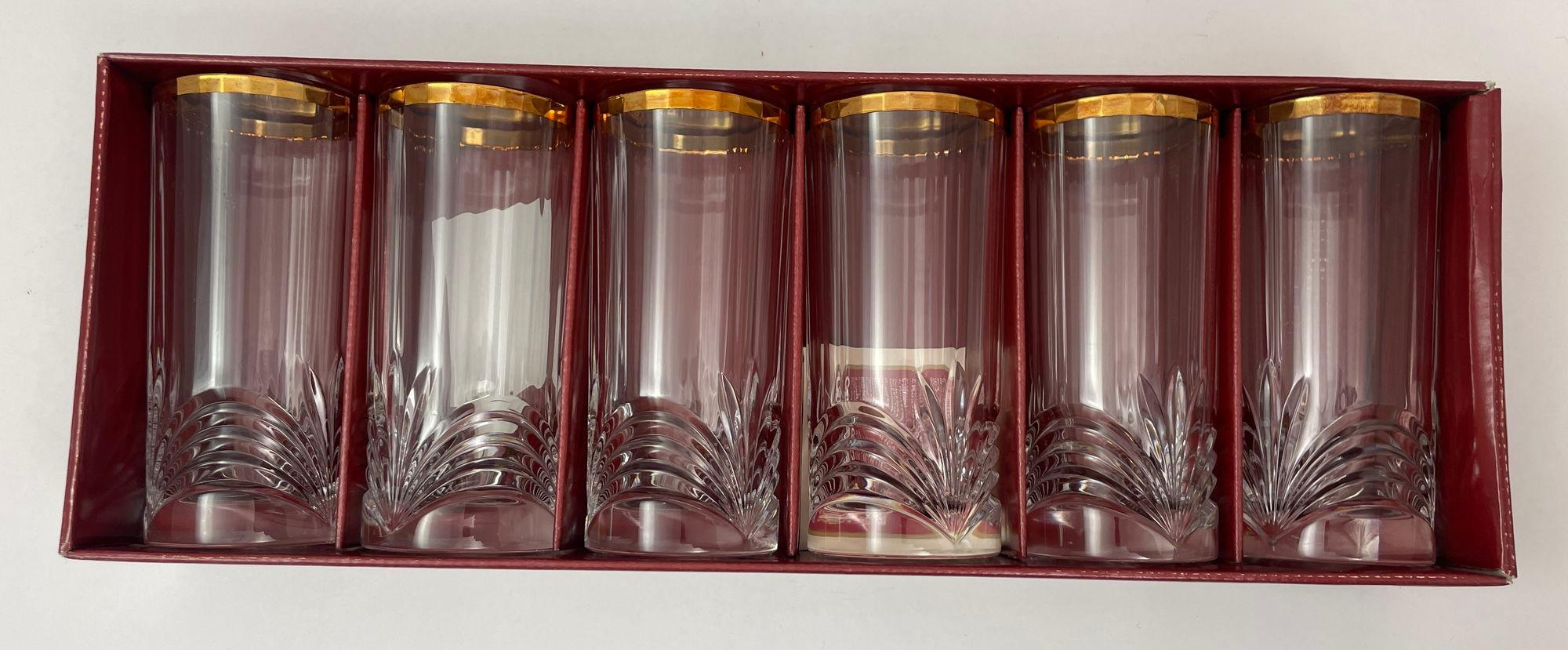 Royal Crystal Rock Aurea Tumbler Highball Glasses in Box Vintage Set of 6 For Sale 7