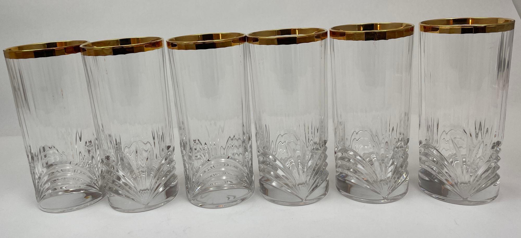 Royal Crystal Rock Aurea Tumbler Highball Glasses in Box Vintage Set of 6 en vente 9