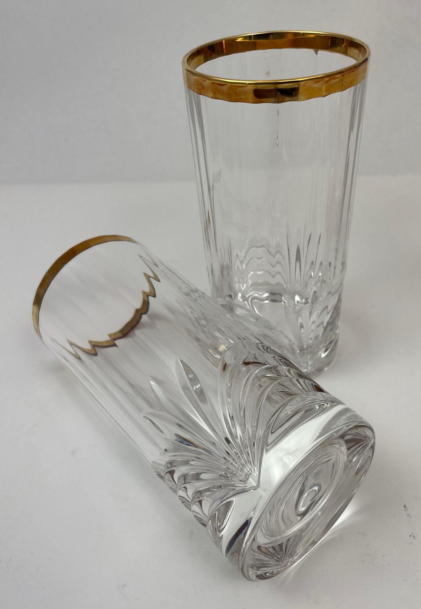Royal Crystal Rock Aurea Tumbler Highball Glasses in Box Vintage Set of 6 For Sale 11