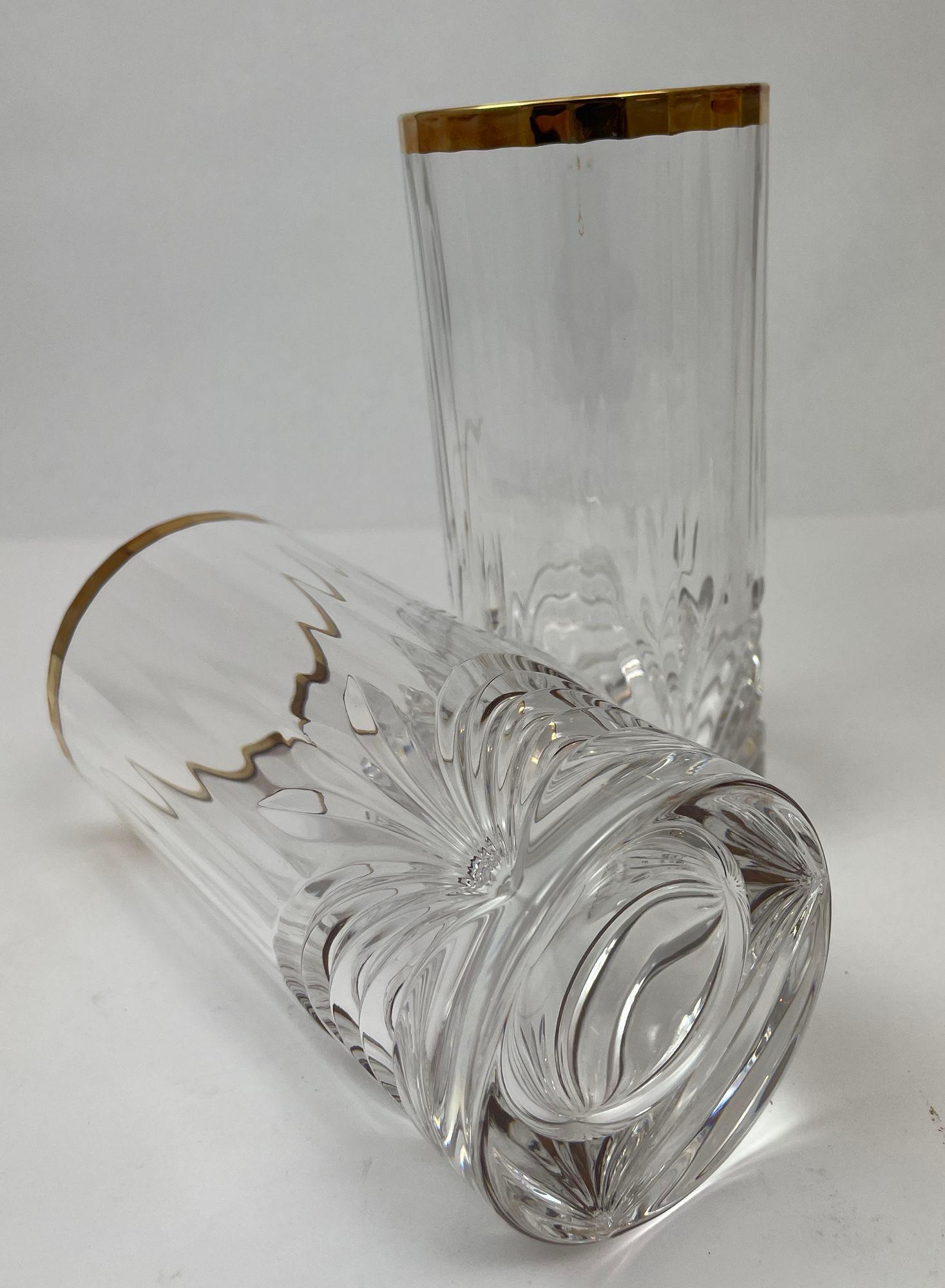 Italiano Royal Crystal Rock Aurea Tumbler Highball Glasses in Box Vintage Set of 6 in vendita