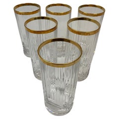 Royal Crystal Rock Aurea Tumbler Highball Glasses in Box Vintage Set of 6