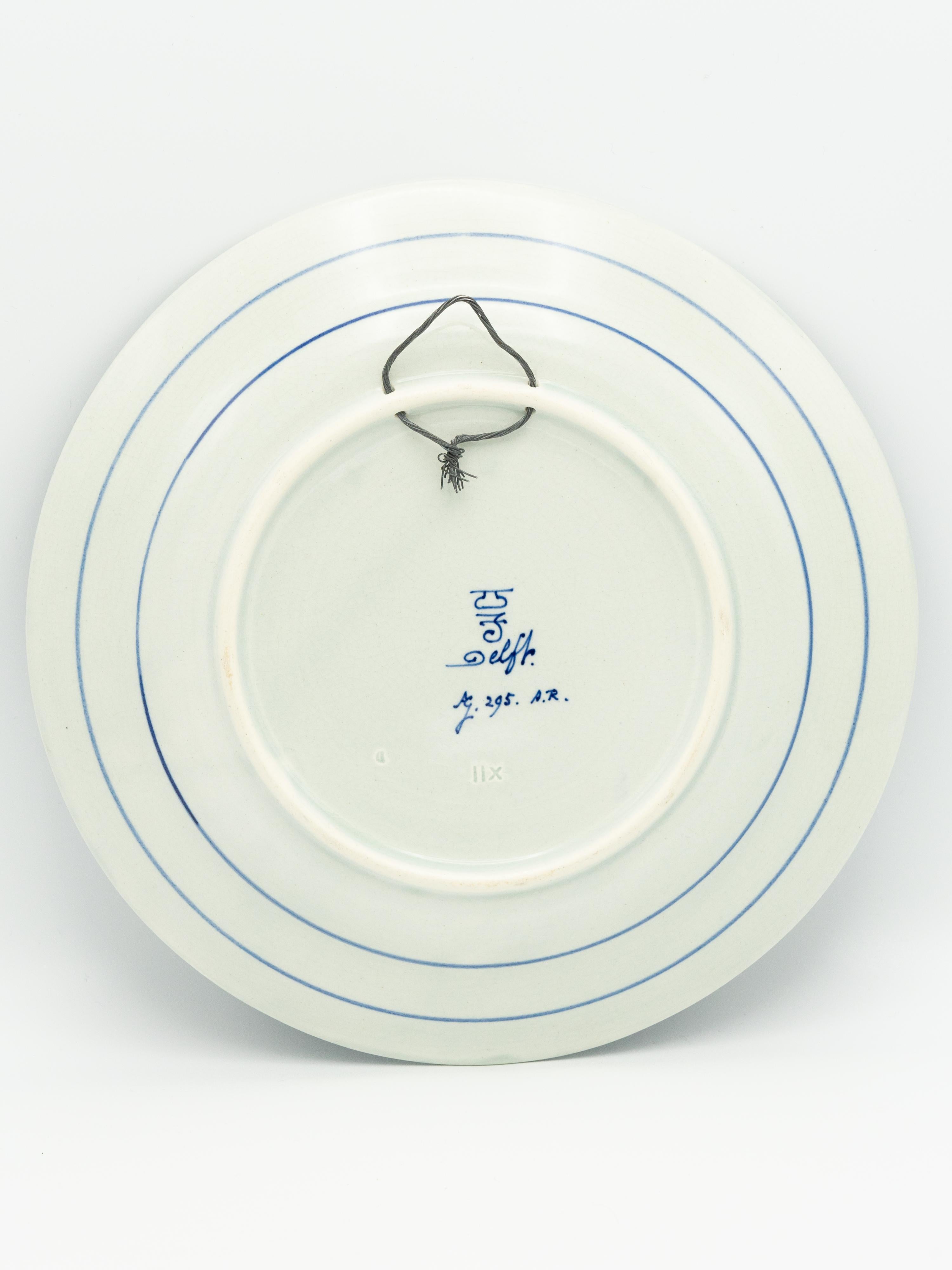 Hand-Crafted Peace on Earth Christmas Plate from Royal Delft, 1922, Hand-Painted For Sale