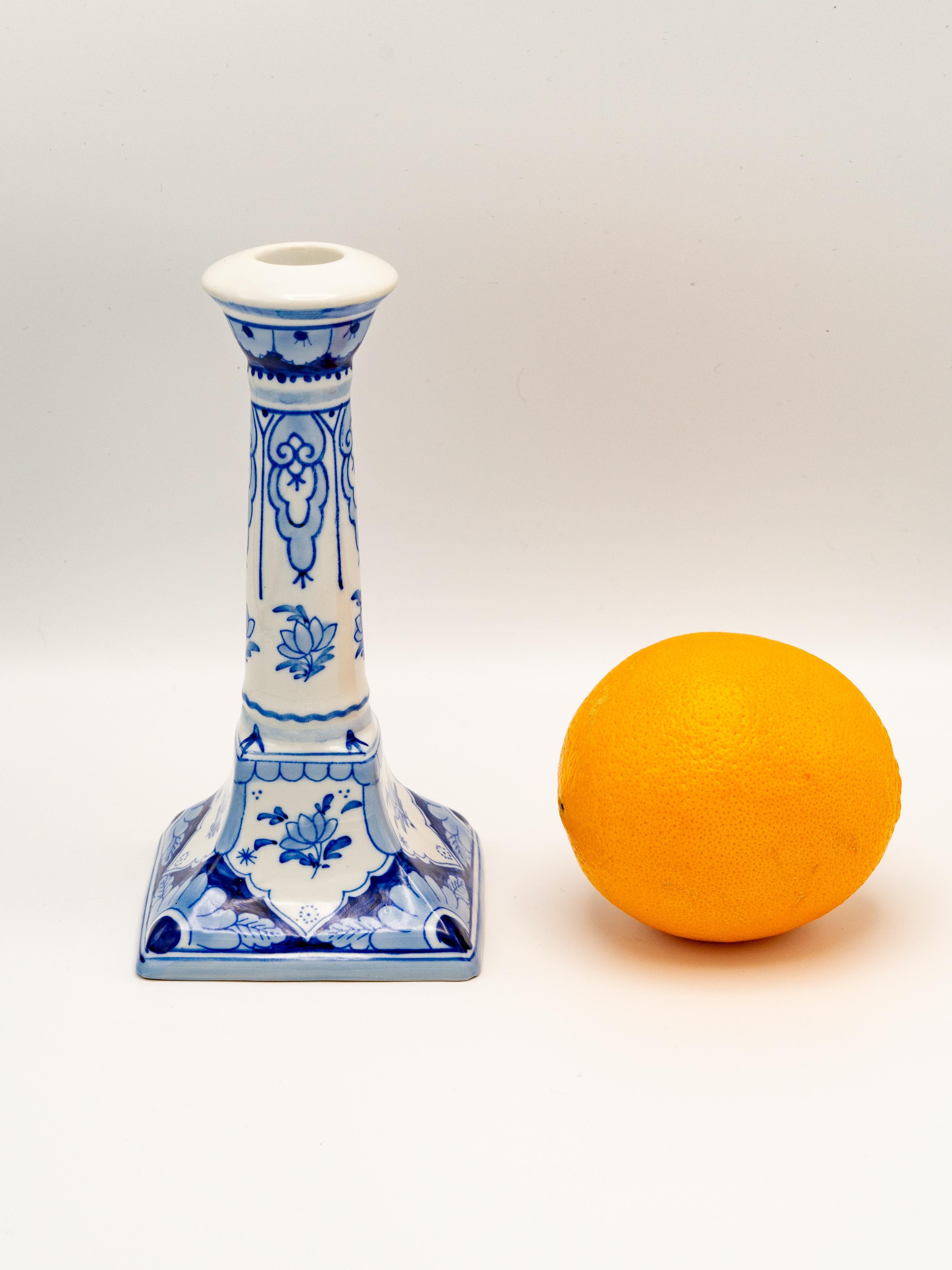 Royal Delft 1988 Hand-Painted Candlesticks, Pair with Original Boxes, Delft Blue For Sale 2