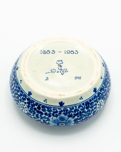 Delft Vide-Poche, Blue and White Hand-Painted Ceramic Box, 1953