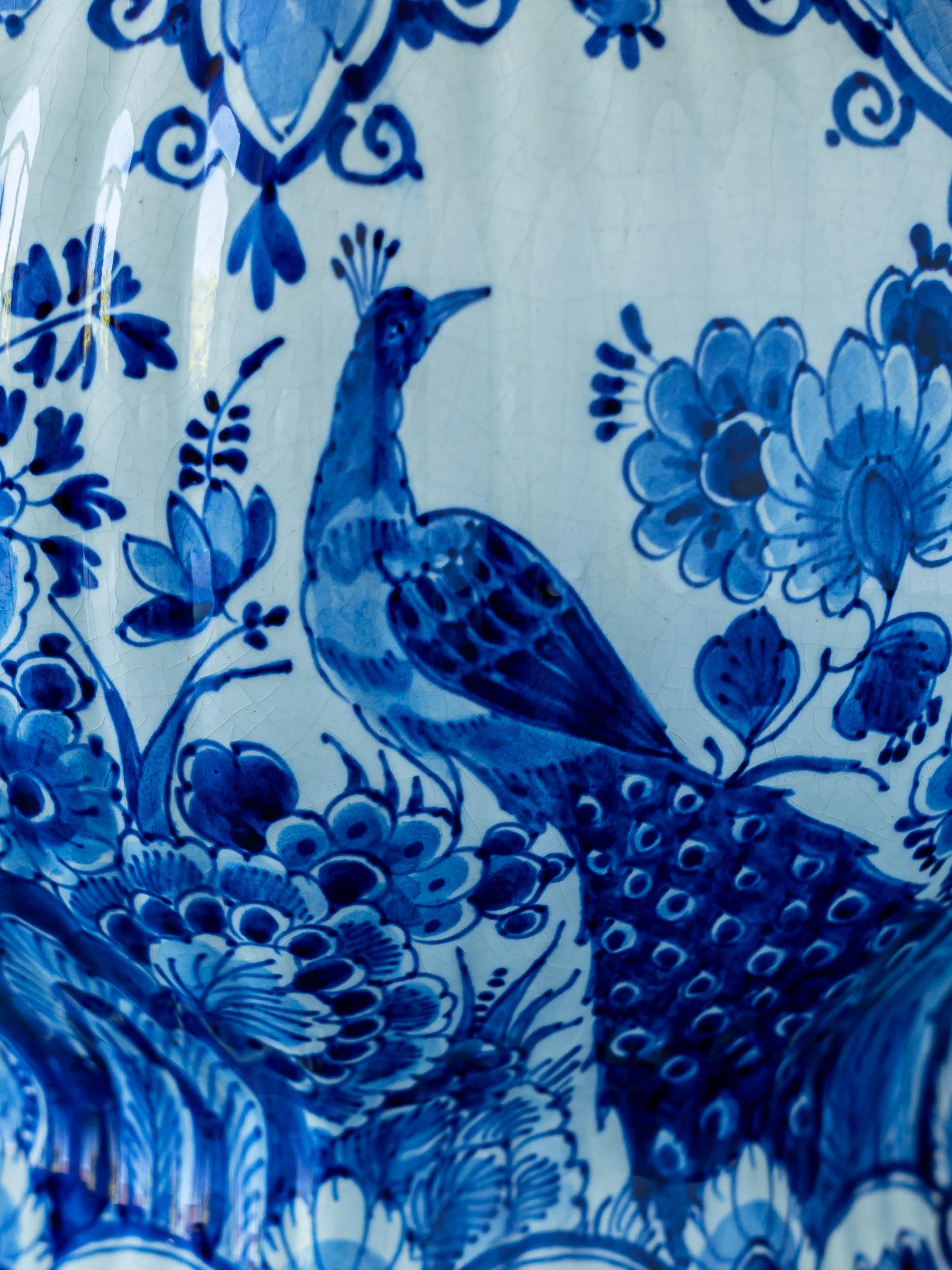 Royal Delft Blue 1940 Table Lamp, William Morris Lampshade In Good Condition In AMSTERDAM, NL