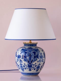 Lámpara de mesa holandesa de cerámica azul y blanca pintada a mano Royal Delft, años 70