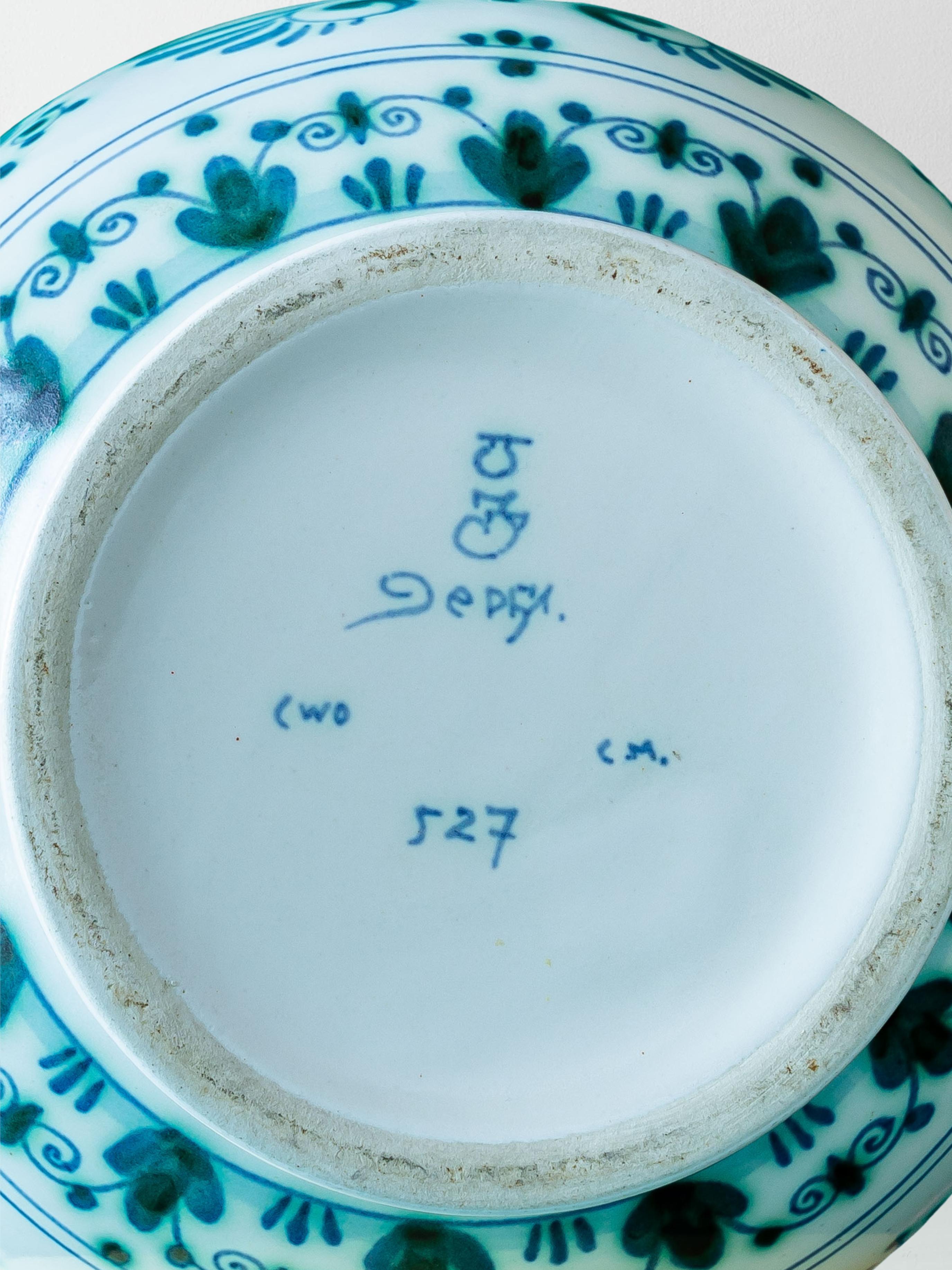 Lámpara de mesa verde Royal Delft (Delvert) (1968-1976), pantalla de pavo real New Liberty Chinoiserie en venta