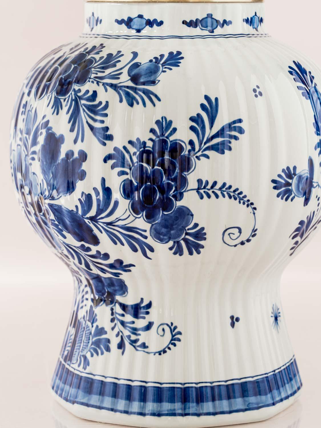 Royal Delft Blue Table Lamps (1964 & 1978) with New Cobalt Blue Lampshades 3