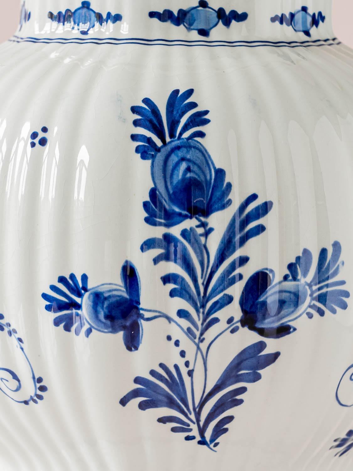 Royal Delft Blue Table Lamps (1964 & 1978) with New Cobalt Blue Lampshades 4