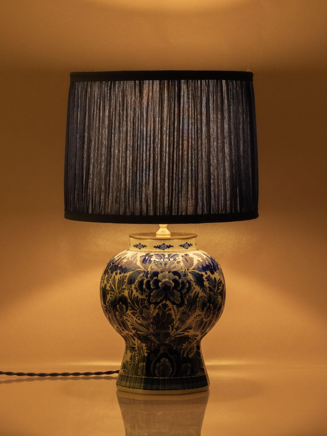 20th Century Royal Delft Blue Table Lamps (1964 & 1978) with New Cobalt Blue Lampshades