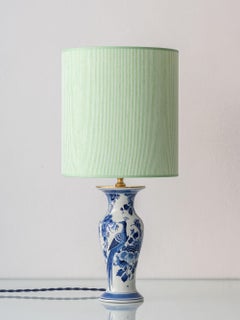Royal Delft Blue, White, and Green Chinoiserie Bird Table Lamp, 1979