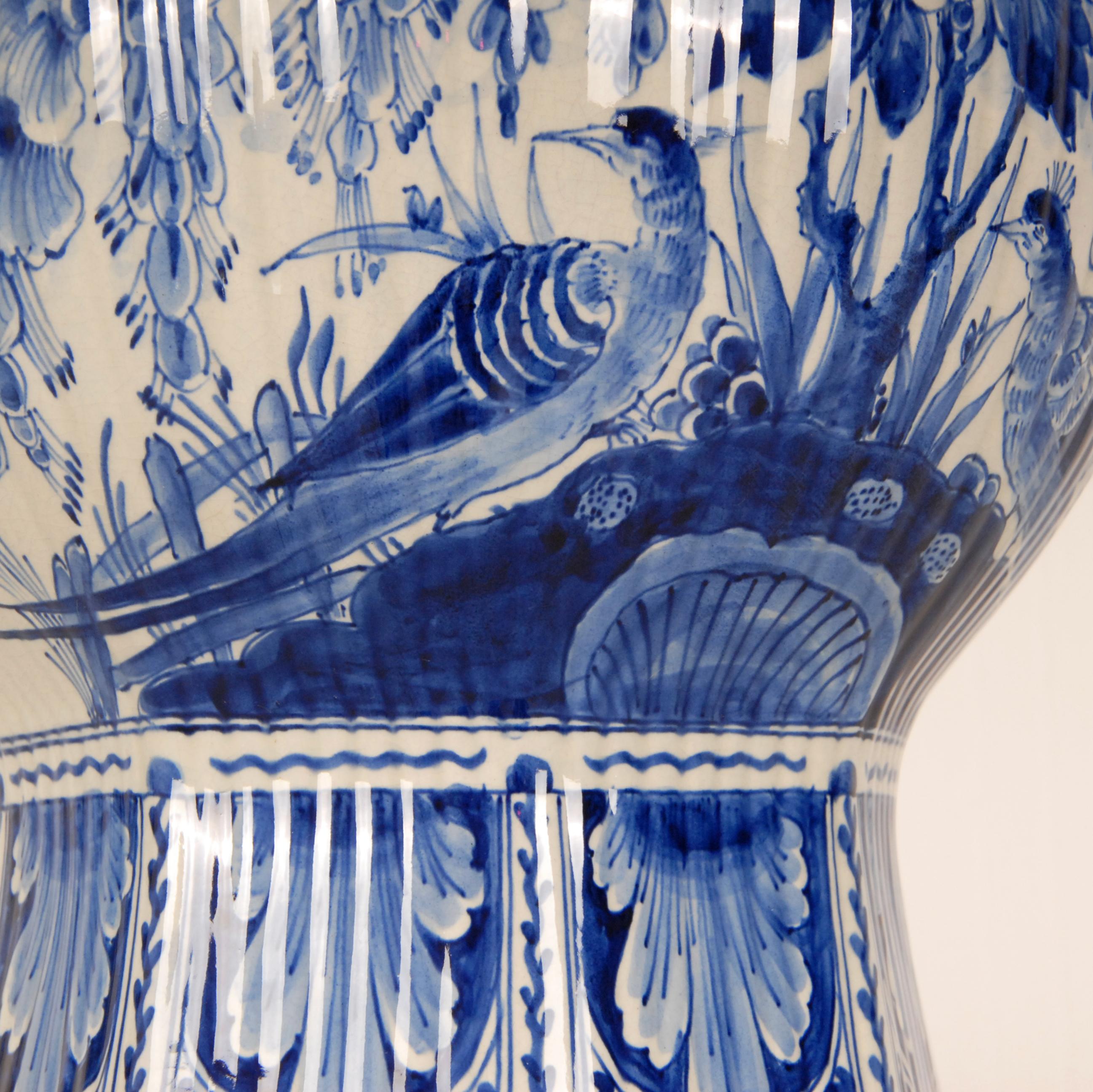 Royal Delft Covered Baluster Vase Earthenware Blue & White Vase Urn 3
