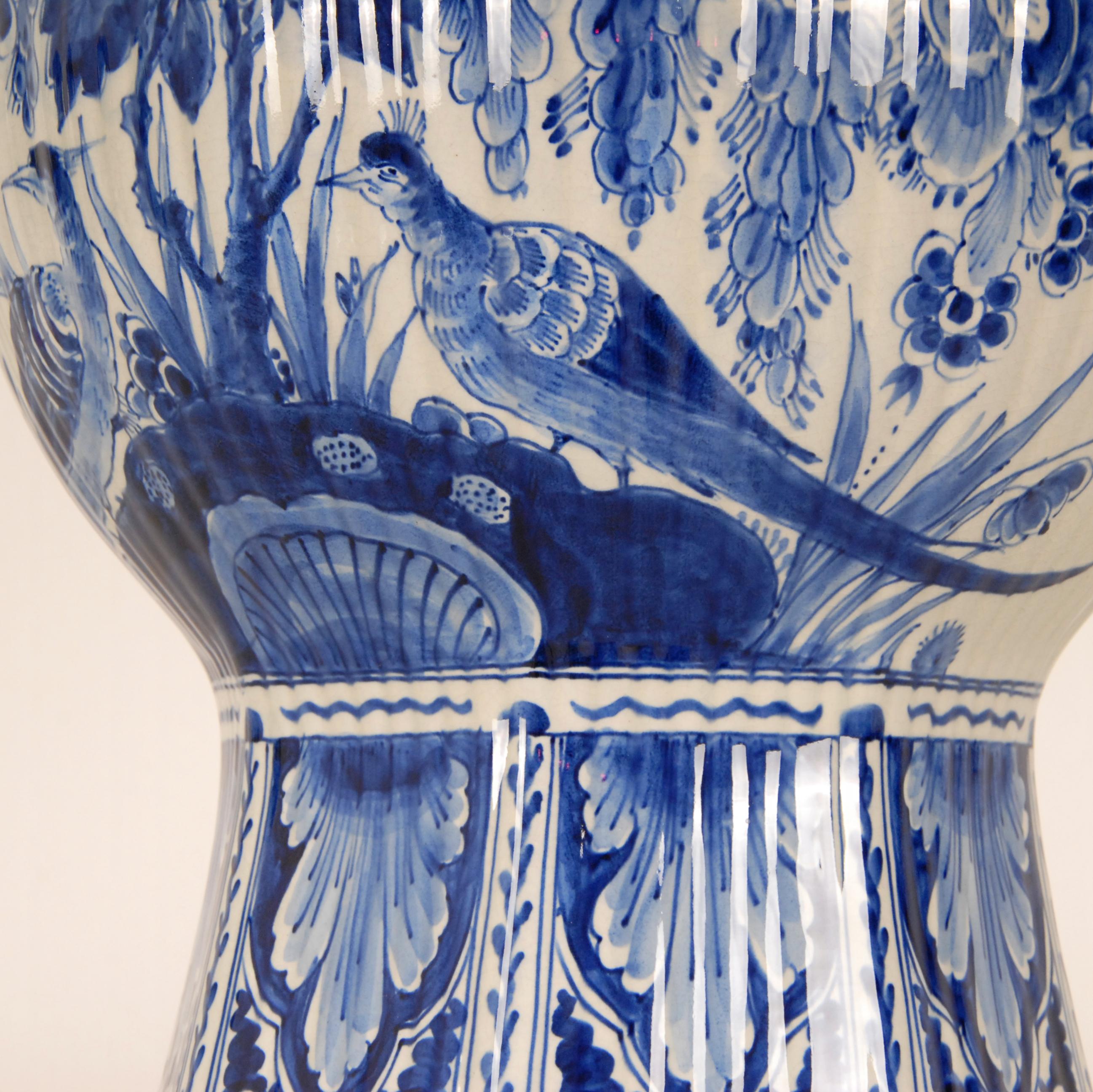 Royal Delft Covered Baluster Vase Earthenware Blue & White Vase Urn 4