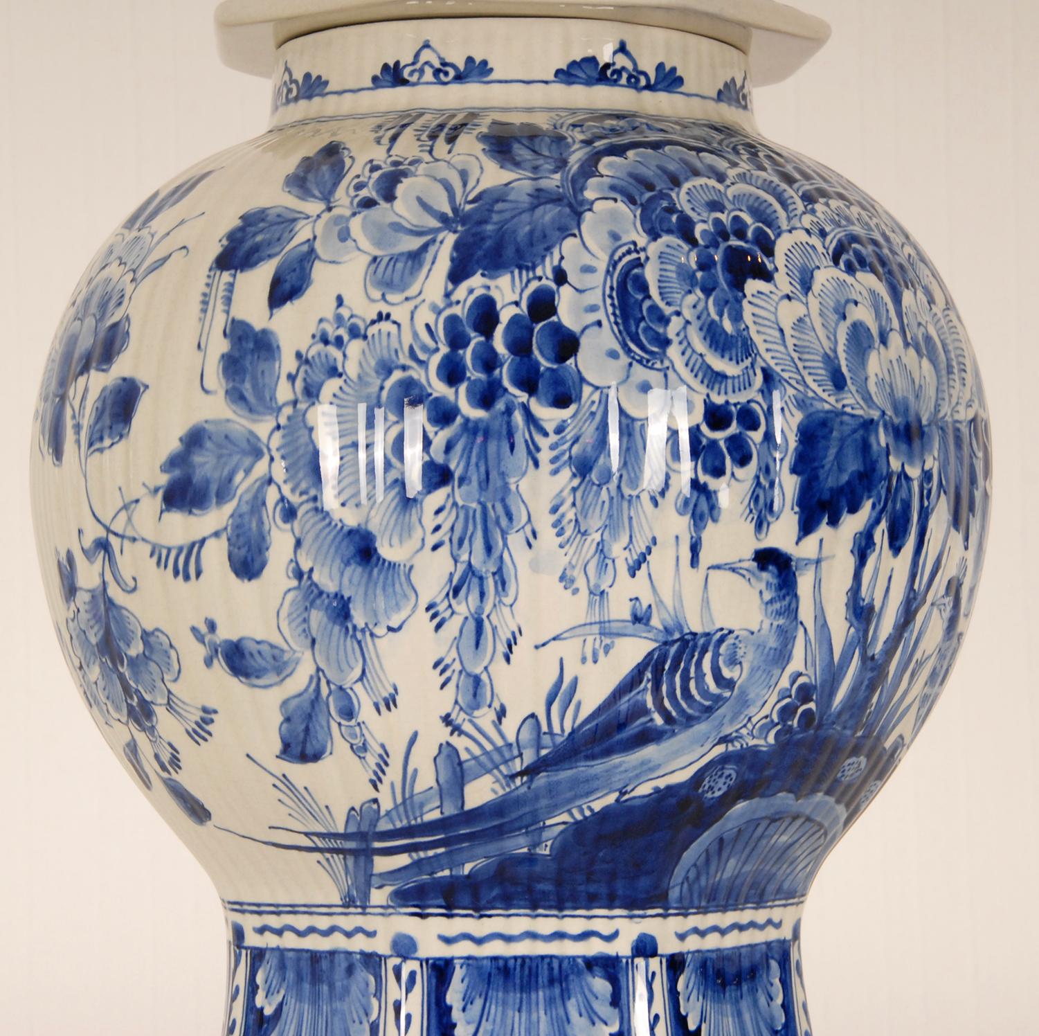 Royal Delft Covered Baluster Vase Earthenware Blue & White Vase Urn 5