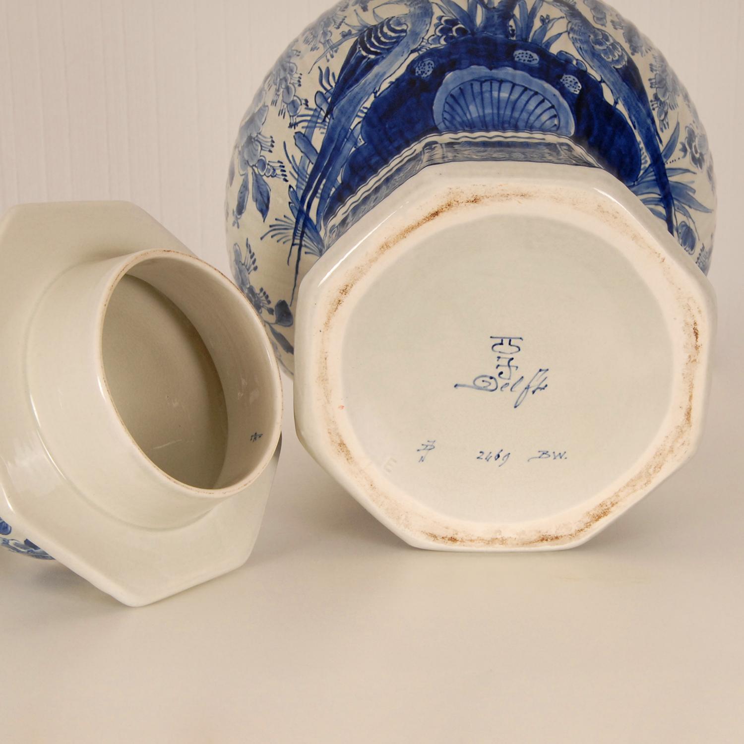 Royal Delft Covered Baluster Vase Earthenware Blue & White Vase Urn 7