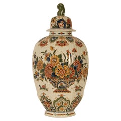 Royal Delft Covered Baluster Vase Earthenware Polychrome Delftware Vase Urn