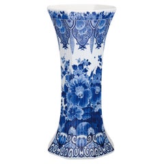 Dutch Delft Blue handpainted ceramic vase by Royal Delft, Original Blue collect.