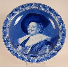 Piatto Ritratto di Royal Delft Frans Hals Piatto da gabinetto Blu e Bianco
