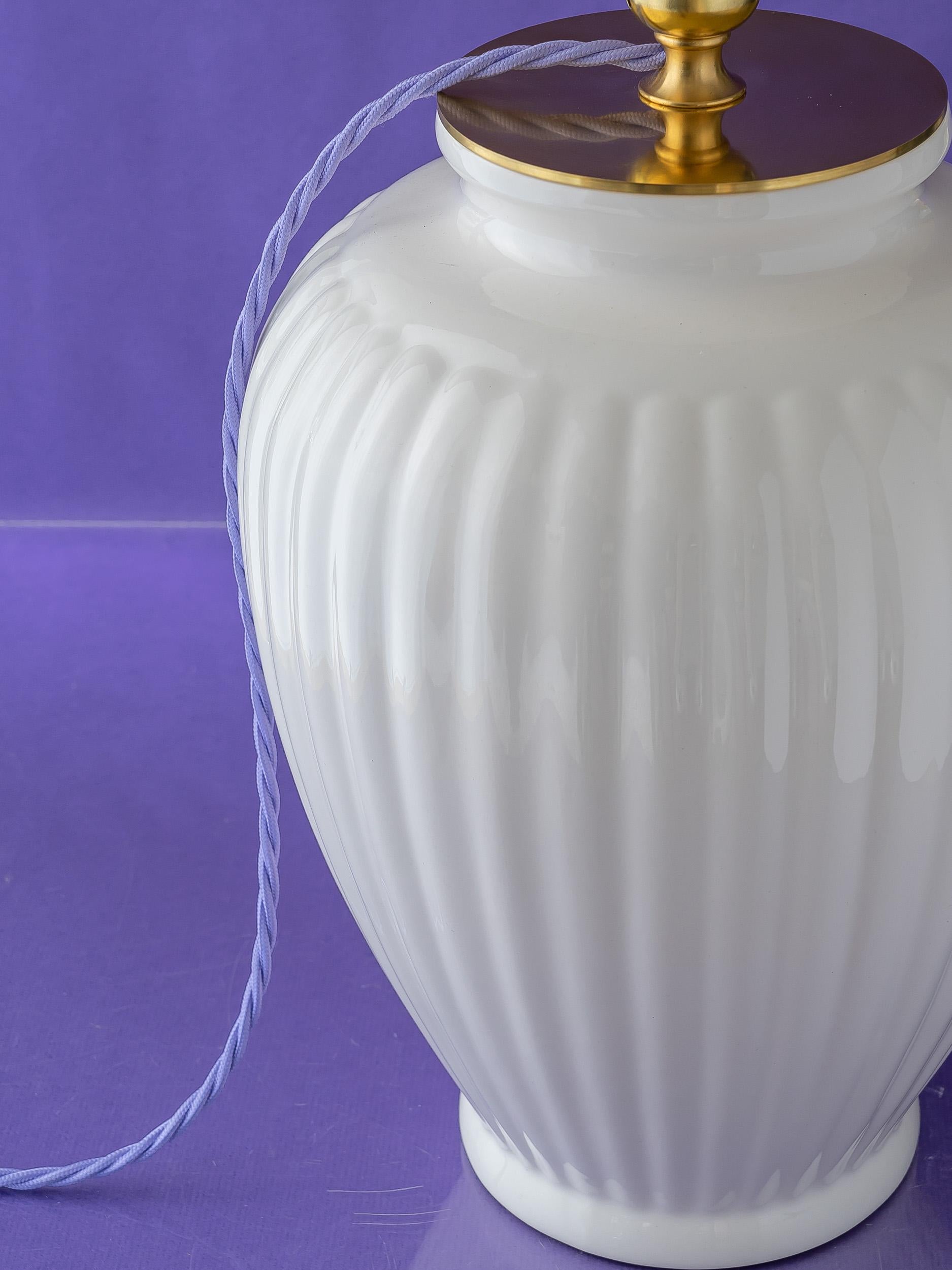 Bohemian Royal Delft Delfts Wit Table Lamp (1930s) with New House of Hackney Shade For Sale