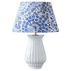 Used Royal Delft White Table Lamp + Liberty London Lampshade