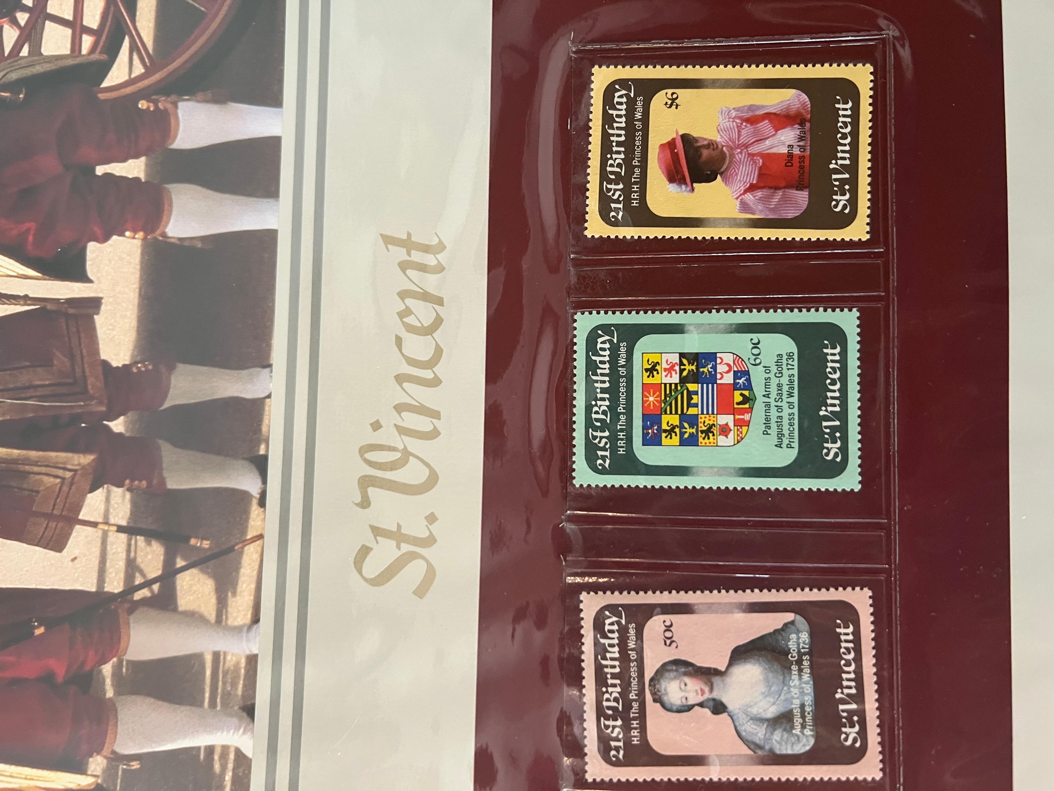 20th Century Royal Diana and Charles 's Wedding Philatelic Panels Collection 125 Stamps For Sale
