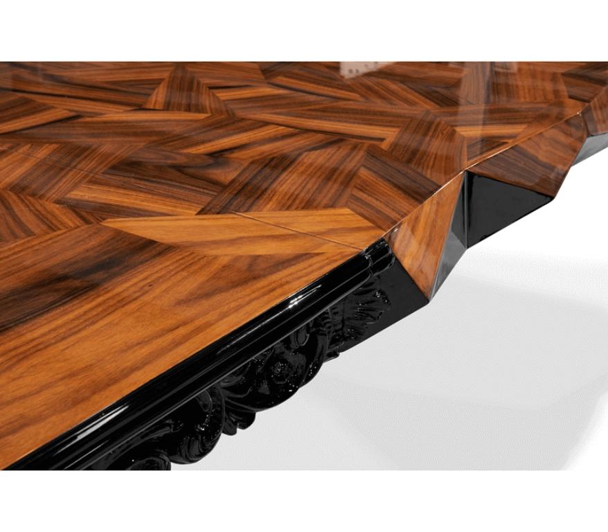 Modern Royal Dining Table with Palisander Veneer and Black Lacquer For Sale