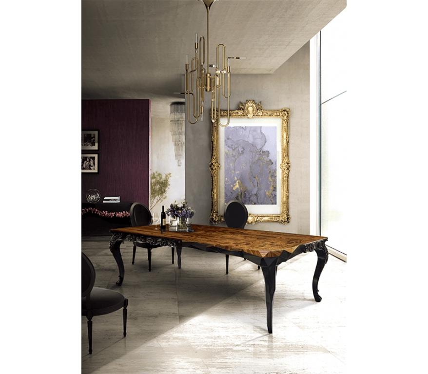 Contemporary Royal Dining Table with Palisander Veneer and Black Lacquer For Sale