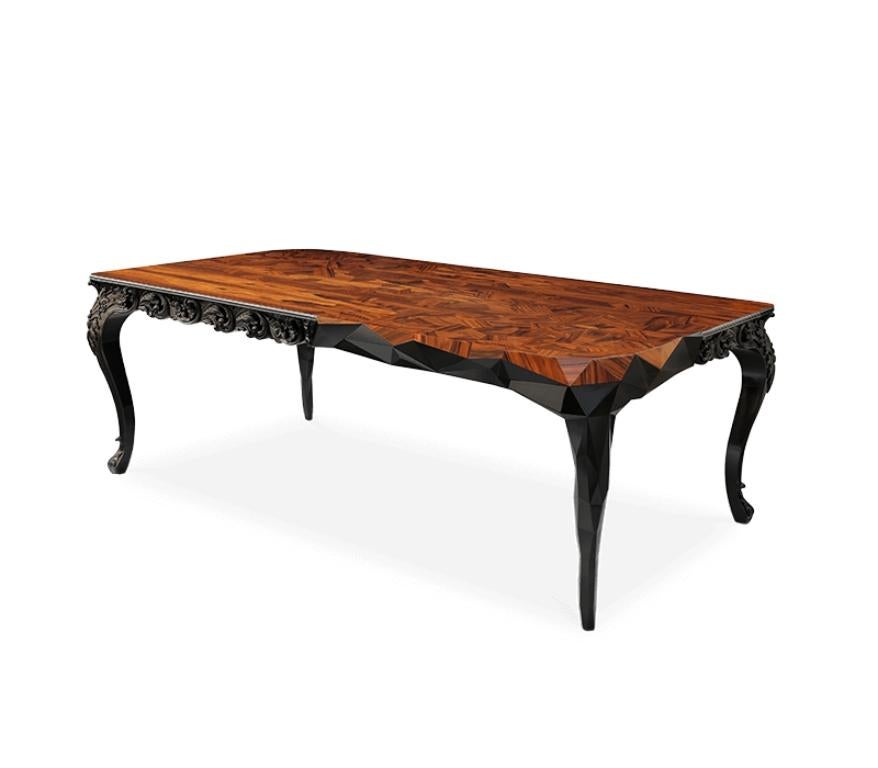 Royal Dining Table with Palisander Veneer and Black Lacquer For Sale