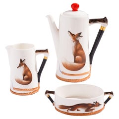 Royal Doulton 3 Piece "Reynard The Fox" Chocolate Service, c. 1950-60