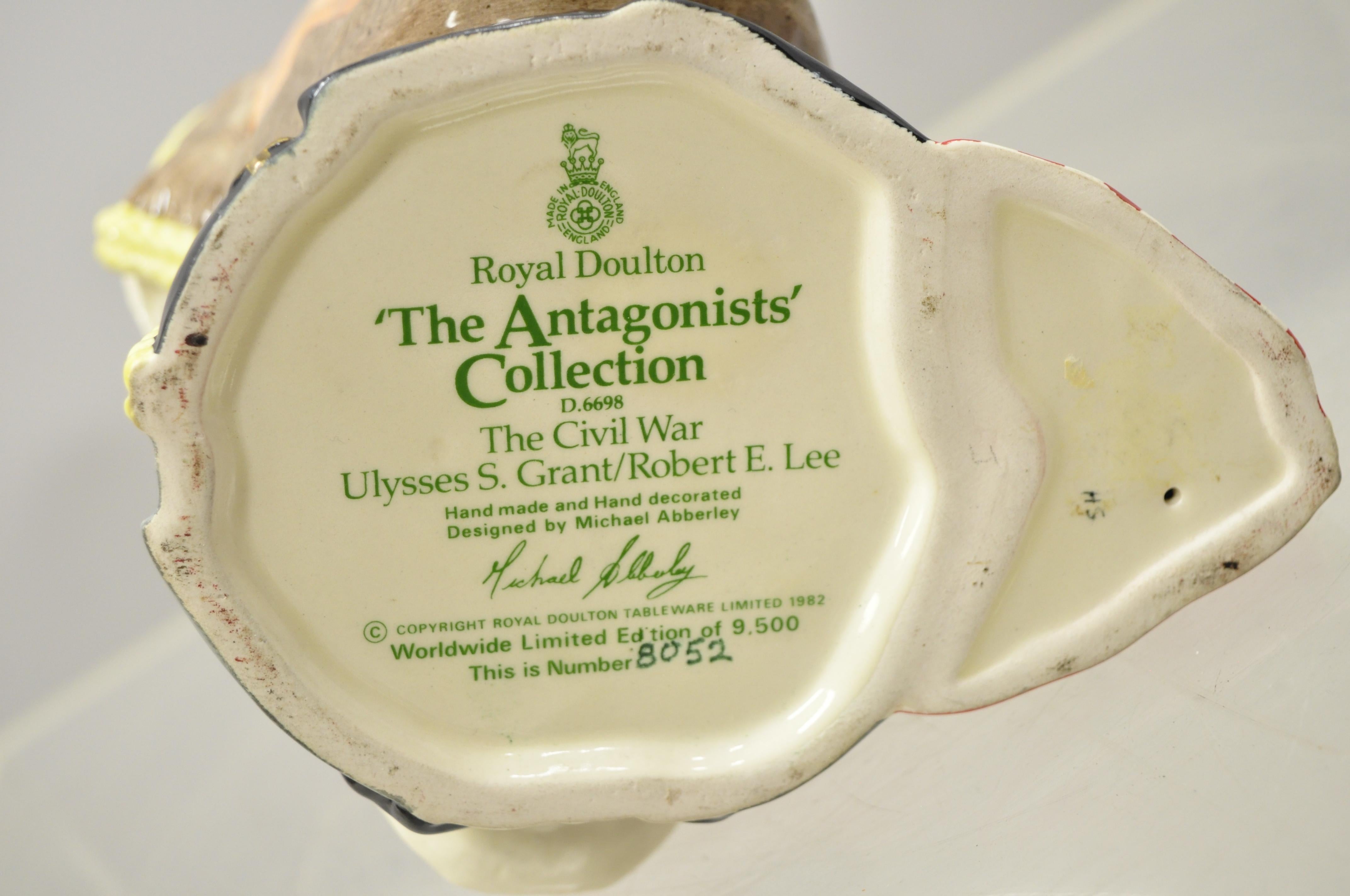 Porcelain Royal Doulton Antagonists Collection Ulysses S. Grant Robert E. Lee Toby Mug