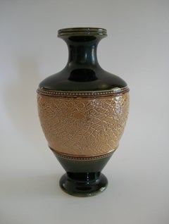 ROYAL DOULTON - Antique Embossed Pattern Stoneware Vase - U.K. - Circa 1902-1922