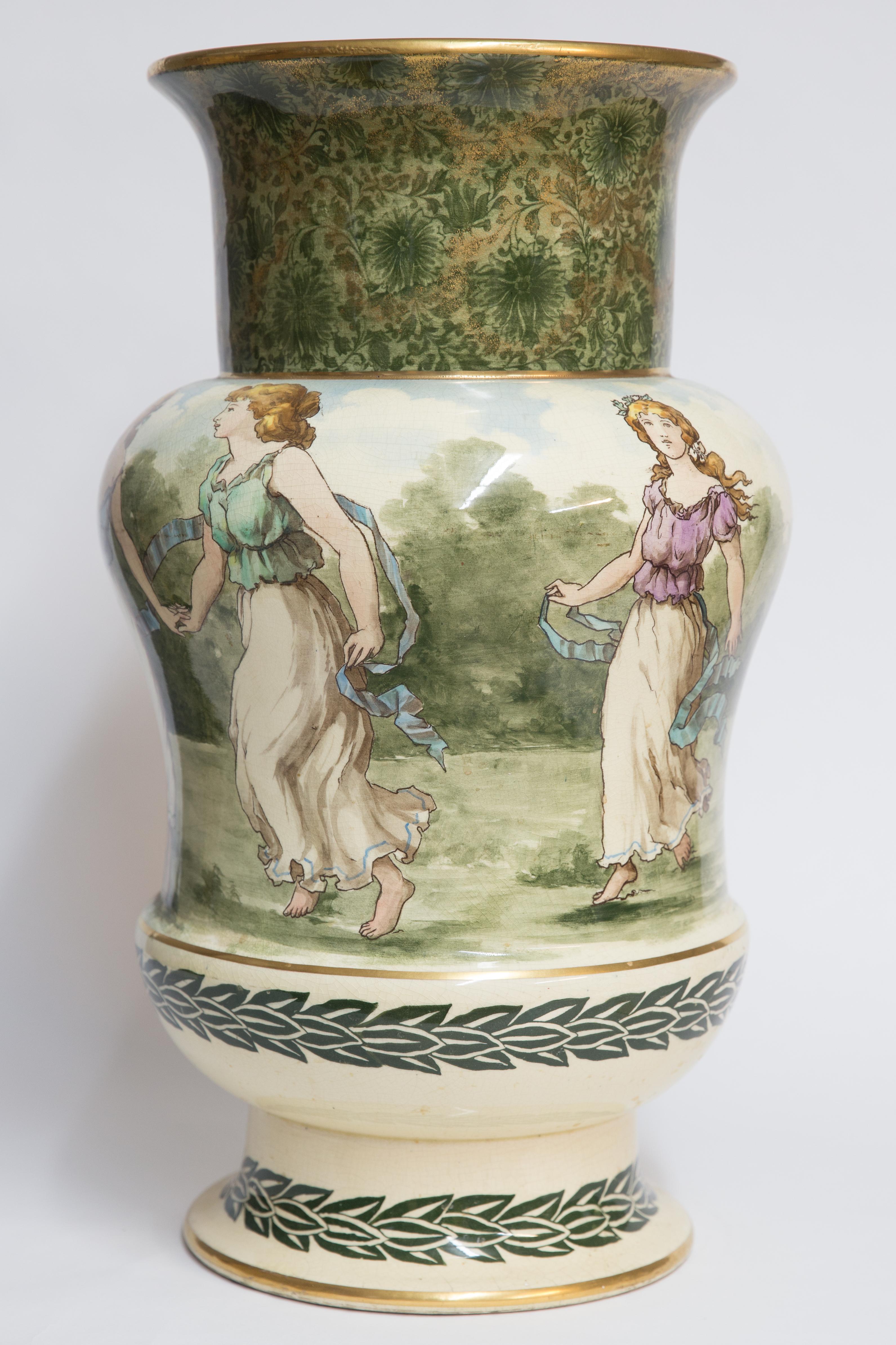 Royal Doulton Antique Hand Painted Exposition Vase In Good Condition In Hudson, NY