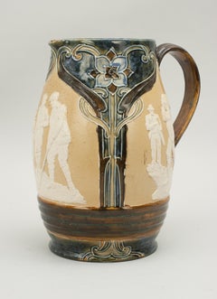 Royal Doulton Antique Lambeth Golf Jug, Pitcher, Art Nouveau Design